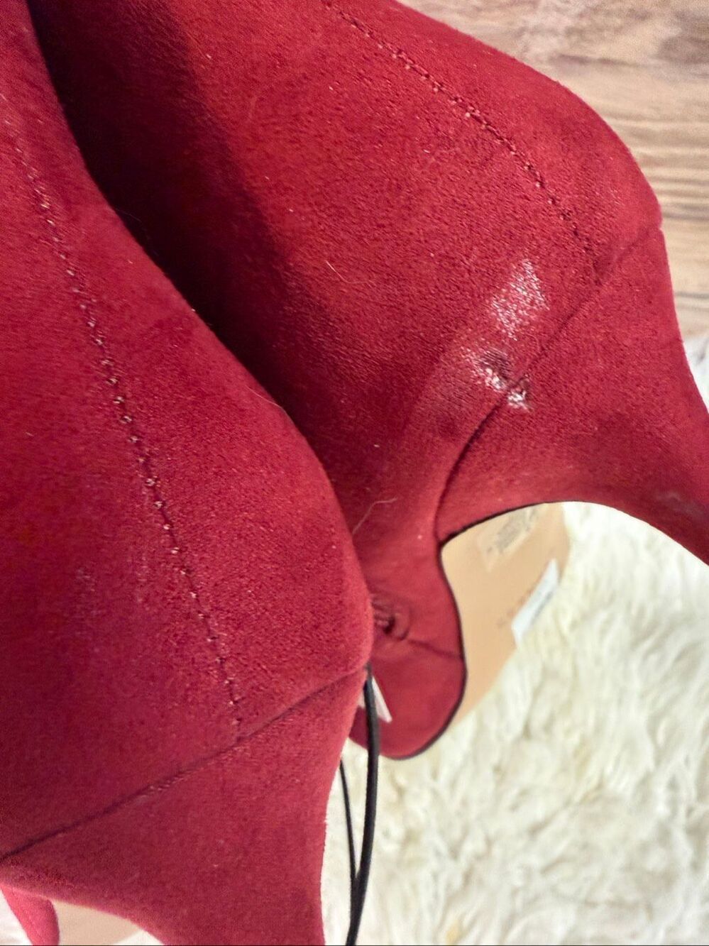 Express Women’s 7.5 Burgundy Suede Ankle Boots Pointed Toe Kitten Heel Y2K - Picture 9 of 9